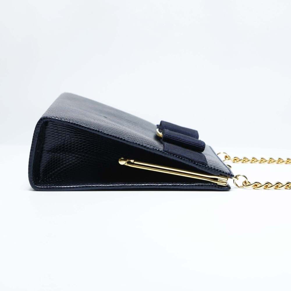Salvatore Ferragamo Vara Mini Chain Shoulder Bag in Navy - Picture 8 of 13
